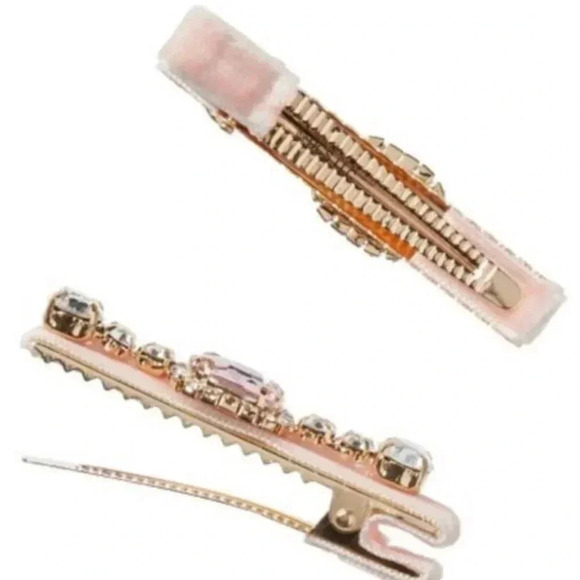 Wicked Velvet Salon Clips With Stones Glinda Pink by Scunci NWT set of 2 - Picture 4 of 4